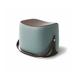 Saddle stool lower bolster portable leather shoe stool solid wood footrest sofa foot
