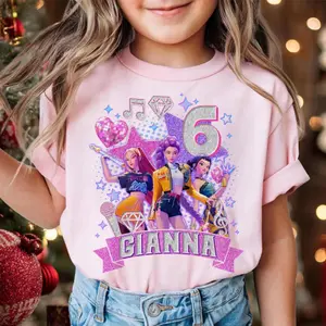 Custom Huntrix Birthday Girl Shirt, Personalized Kpop Demon Hunter Birthday Tee, Back to School, Gift for Huntrix fan,Birthday Gift for Kid
