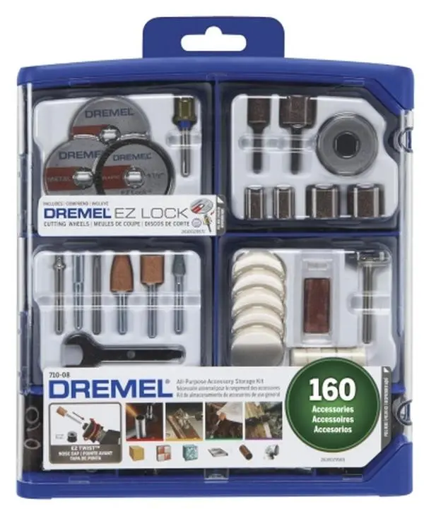 Dremel 114-710-08 Hard-Shelled Tool Kit, 160-Piece Access Kit with Plastic Storage Case, Hard-Shelled Tool Kits