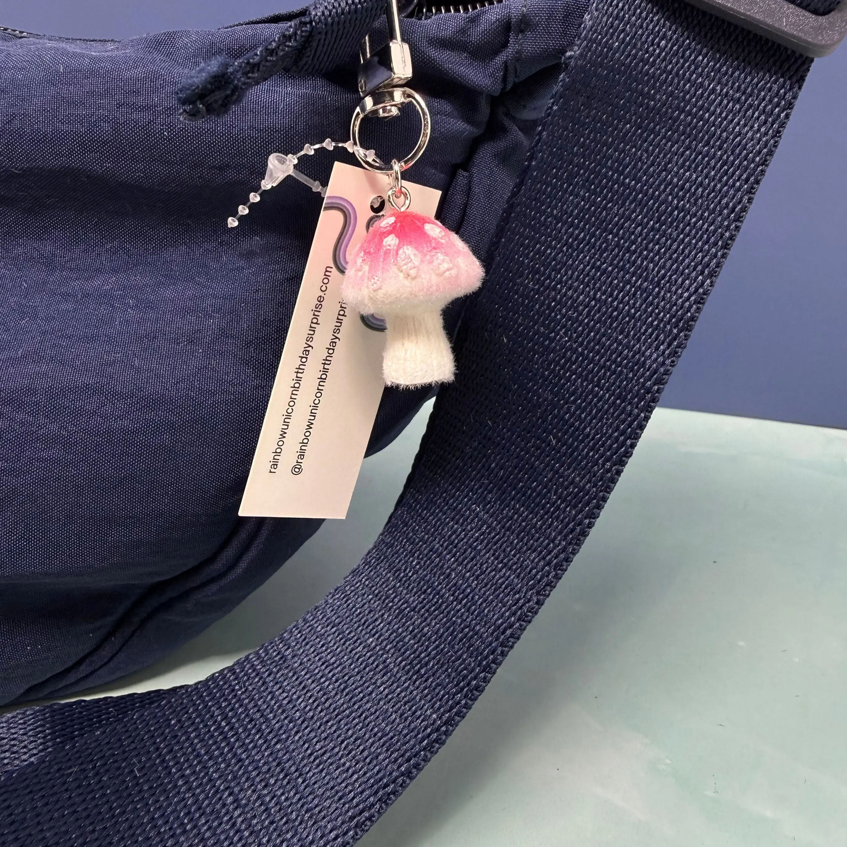 Mushroom Red Cap Flocked Keychain and Bag Charm