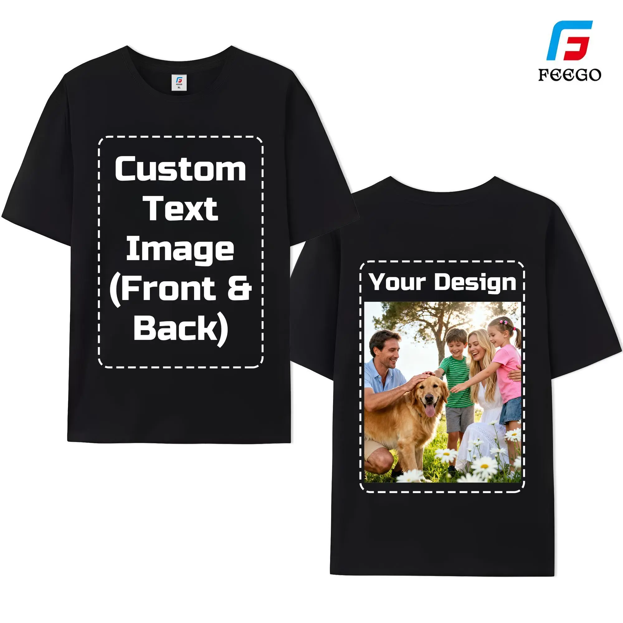 Women's Fitted Cotton Tshirt - FEEGO Custom Bootleg Vintage Graphic Top, Personalizable with Text & Photo, Valentine's Gift for Boyfriend/Girlfriend