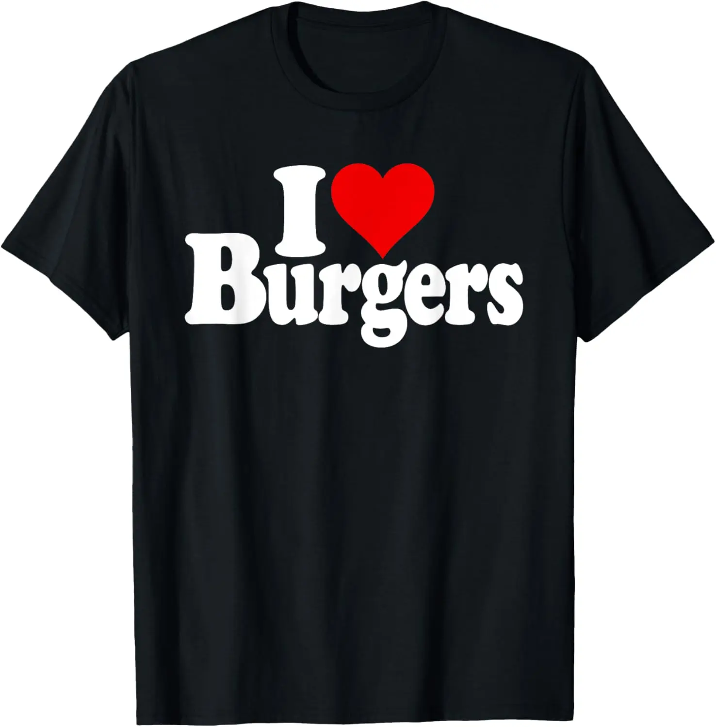 Women's Graphic T-Shirt, Funny "I Love Burgers" Vintage Print, 100% Cotton Short Sleeve Round Neck Streetwear Top for Casual Wear