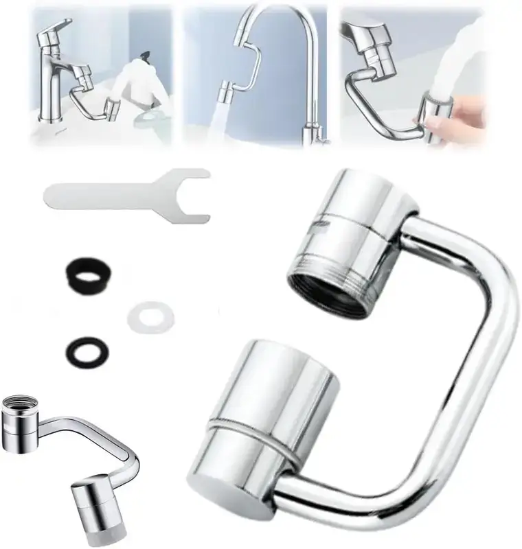 1440° Rotatable Faucet Aerator Extension for Toddlers, Dual Sprayer Mode Bathroom & Kitchen Faucet Attachment, Tap Head Replacement for Smart Face Was
