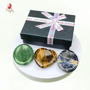 Natural Crystal Worry Stones Bundle | Sodalite, Tiger's Eye & Green Aventurine in Elegant Gift Box for Stress Relief & Harmony
