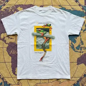 Gildan Men's and Women's T-shirt, National Geographic tree hugger frog graphic tee, Animal tee, Y2k Unisex Graphic Tees Gothic Grunge Emo Scene Amity Affliction Style Clothes Menswear Womenswear Streetwear