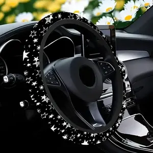 1pc 1.6 x 15 inch Stars Pattern car steering wheel cover, non-slip and comfortable, car interior accessory, no inner ring, easy to install and remove, suitable for all car models, a gift for car enthusiasts, holiday gift, 1223CYJ