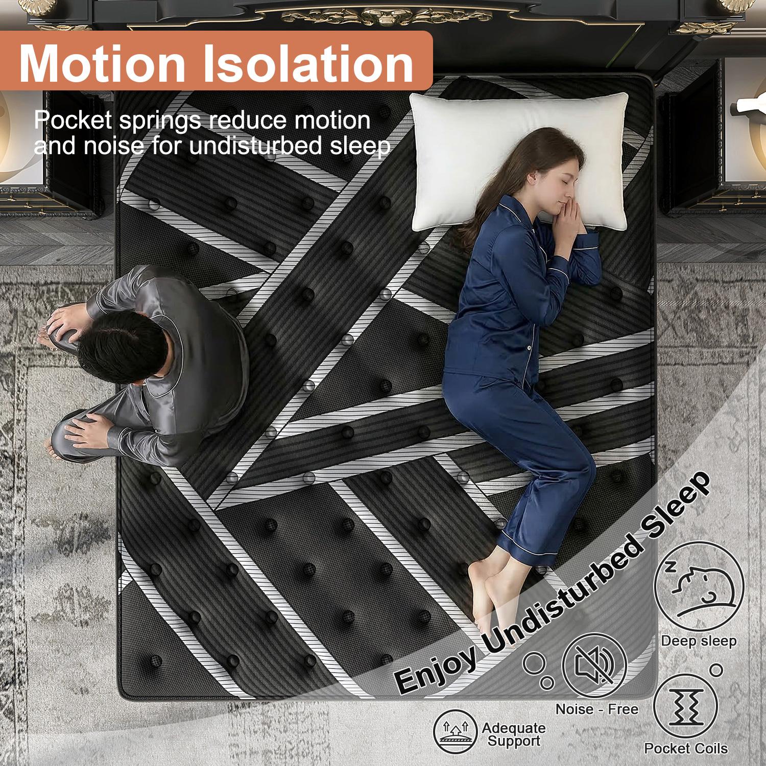 12、14 Inch Twin Full Queen King Size Mattress in a Box,Memory Foam Hybrid Mattress with Individual Pocket Spring for Motion Isolation & Silent Sleep & Lumbar Support & Pressure Relief,Medium Firm