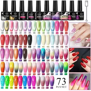 VOKY 72 Pack Gel Nail Polish Set with Magnet Tool - Ultimate Professional Collection, Cat Eye Thermal Glow Glitter Ombre, UV LED Soak Off Complete Nail Art Kit, 5-Free