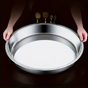 2-Piece Stainless Steel Baking Trays, Heat-Resistant Round Pizza Pans, Easy Clean, Dishwasher Safe, Ideal for Home & Commercial Use