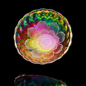 Iridescent Rainbow Lotus Jianzhan Cup - Color-Shifting Glaze Artware with Embossed Petal Texture & Bold White Lotus Flower Pattern