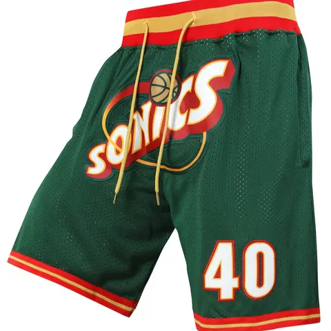 Men's 40 Green Basketball Shorts, Vintage Embroidered Zipper Gym Shorts, Casual Training Pants, Spring & Fall Fitted Style, Jersey Shorts, Active Shorts, Gym Athletic Clothes, Embroidery Sportswear, Sports Clothing, Workout Clothes