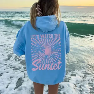 Let’s Watch the Sunset Hoodie – Oversized Beach Sunset Hoodie, Summer Aesthetic Graphic Pullover for Women & Teens