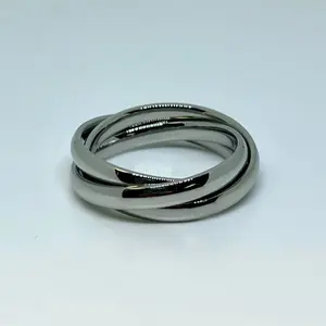 Stainless Steel Intertwined Ring – Silver-Tone Multi Band Ring