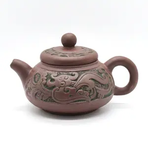 Vintage collectibles Authentic Yixing Zisha Teapot, Traditional Chinese Auspicious Cloud Pattern, Handmade with Original Ore Ancient Red Clay, Home Use, Premium Collectible Classic Style