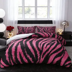 Zebra Print Bedding Set, Includes 1 Duvet Cover  and 2 Pillowcases, No Insert Soft Comfortable Bedroom and Guest Room Bedding
