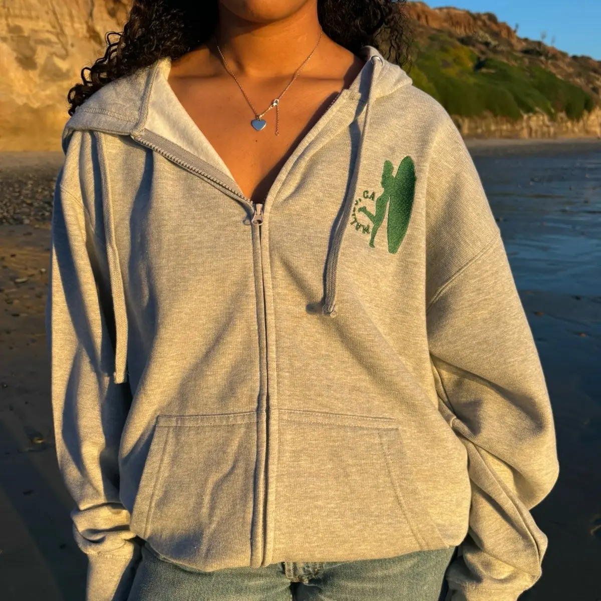 Malibu Surf Zip Up Embroidered Hoodie Adult Unisex, Beach Sweatshirt, Malibu Beach, Beach Zip Up Hoodie