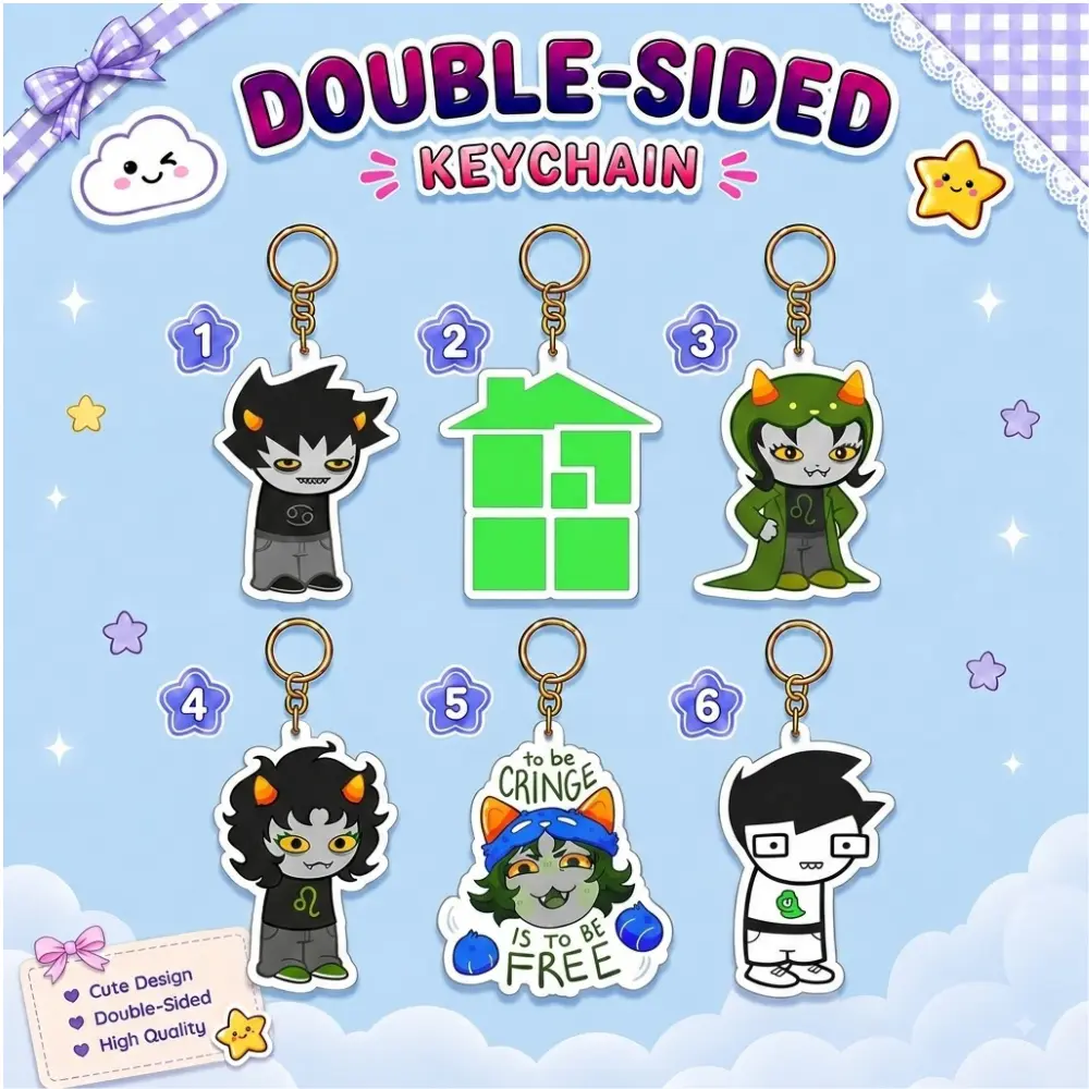 Homestuck Troll Acrylic Charm Keychain Cute Horns Alien Girl Boy Cute Aesthetic Alt Bag Accessory