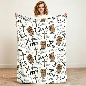 Christian Bible Verse Blanket, Queen Size 80x60 Soft Fleece Throw, Inspirational Jesus Scripture Gifts for Women Mom, Cozy Faith-Based Devotional Bedroom Living Room Decor