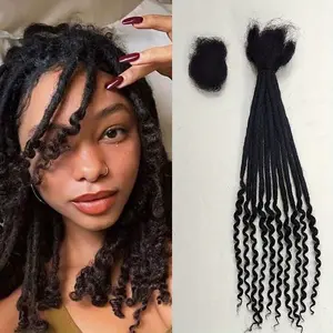 Hot Wholesale Handmade Crochet Locs Dreadlock Extensions - Human Hair with Curly Ends (0.6cm Top, 0.4cm Width) 8-20 Inches Natural Black - Unisex for Women & Men, Crochet Hair