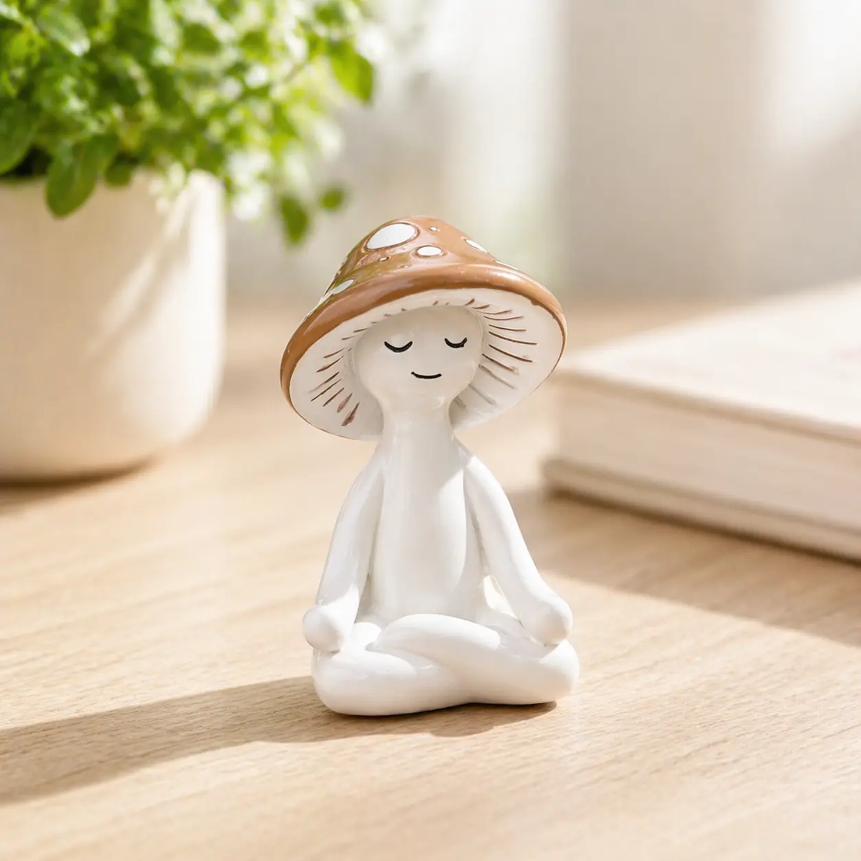 Cute Meditation Yoga Mushroom Desktop Decor, Desktop Statue, Resin Craft Gift for Home Living Room Garden Patio Decoration, Unique Tabletop Ornament, Home Decor Ornaments, Decorative Statues, Resin Figurine Statue, Figurines Decor, Decorative Piece