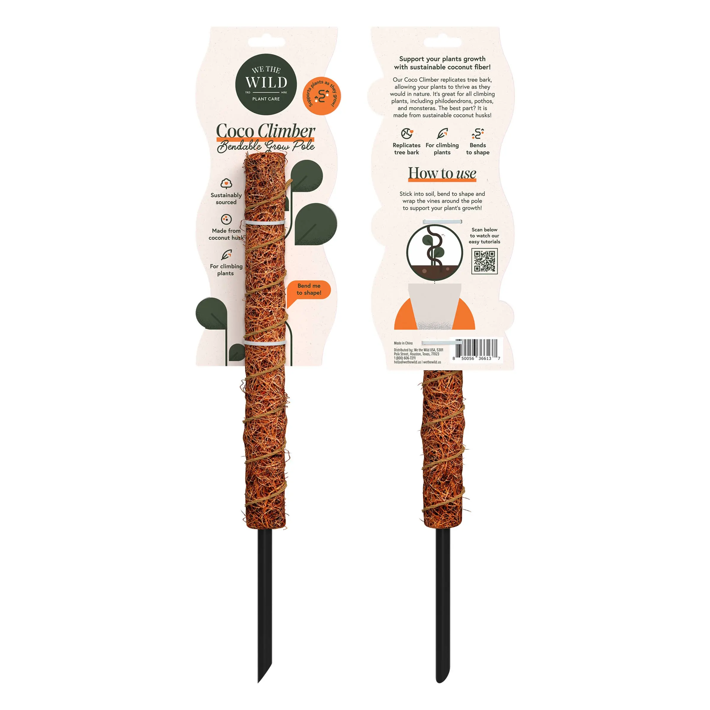 Coconut Coir Bendable Grow Pole – 16 Inch