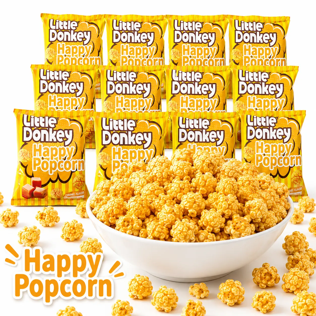 Crunchy Sweet Caramel Popcorn Snack - 14-Pack Assortment, Crispy Treat Suitable for Office Sharing, Movie Nights Gatherings