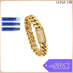 Cuban Link Letter Bracelet  Gold Hip Hop Chain Bracelet Punk Style Stainless Steel Gift for  bangles bracelets italian charm bracelet charm bracelet Maximalist Jewelry