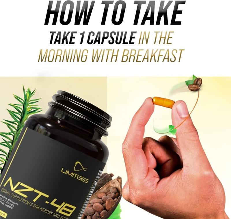 3 Bottles of NZT-48 Ultimate Brain Booster by Limitless - Organic Extract for Cognitive Function & Immune Support