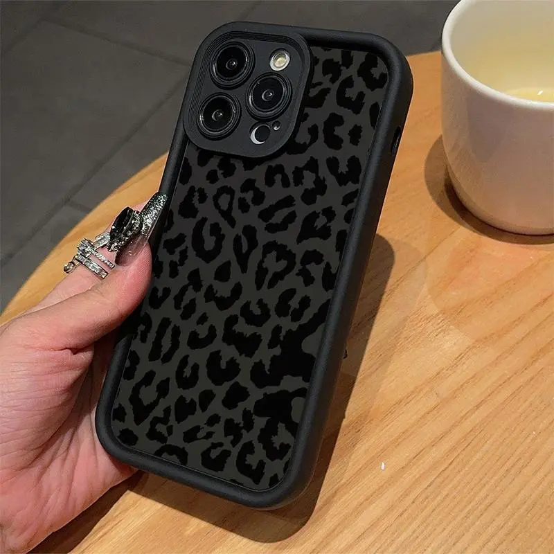 Fashion Leopard-Print Phone Case, Anti-Drop Shockproof Full-Coverage Mobile Phone Protective Cover for iPhone 13/14/15 Pro Max