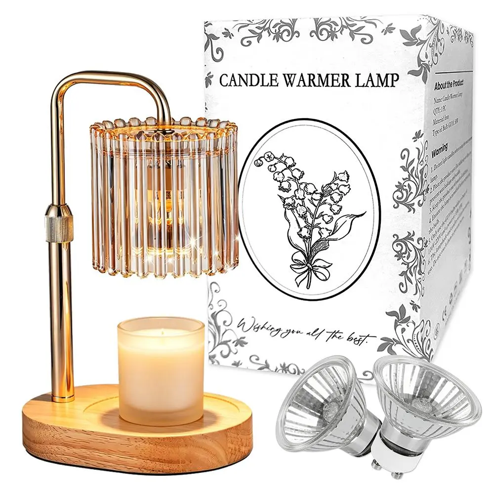 Wax Melting Scent Lamp, Lily of the Valley Floral Lamp, Adjustable Height with Built-In Timer, Two Bulbs Included, Safe Flame-Free Home Aroma Lamp for Living Room, Desktop, and Indoor Decoration