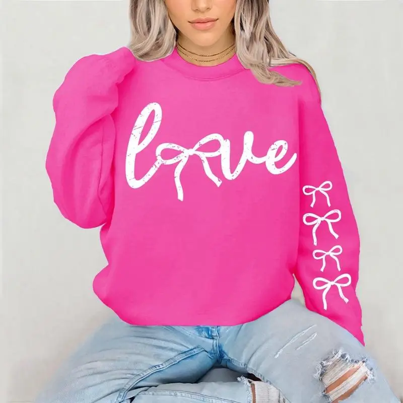 Love Bows Crewneck Sweatshirt Gildan Everyday Style Super Soft Unisex Fit Streetwear Graphic Top warm Christmas Gift for her Womenswear Casual Printed Long Sleeve