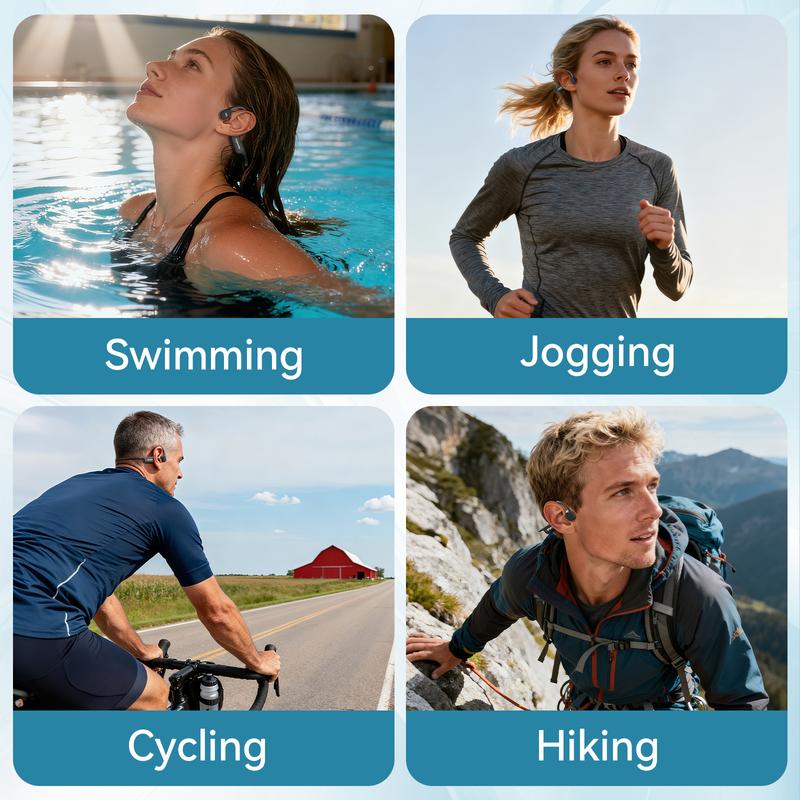Viyawise B11 Bone Conduction Headphones, IP68 Waterproof Earbuds for Swimming, 32GB & Bluetooth 6.0 Wireless Underwater Open Ear Headphones with Mic for Sport