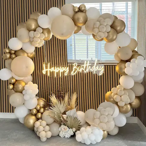Sohochic Party Supplies Sage White Round Balloon Arch & Garland Kit - 185pc Eco-Friendly Ivory Latex, Gold Balloons, Glue, Detailed Guides, 24/7 Support for Wedding, Birthday, Ceremony, First-Timers (Baby Shower, Bonfire, Business Use)