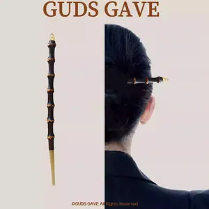 GUDS GAVE Exquisite Carved Purple Bamboo Hair Stick | Ox Horn Gourd Bamboo Joint New Chinese Daily Hair Pin