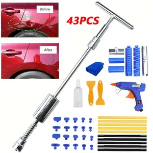 [2-in-1 Car Dent Repair Kit] 43pcs 2-in-1 Car Dent Repair Tool Kit with Adjustable Long Reach | Paintless Dent Removal for Cars, Includes Spacer & Glue Gun -  Comprehensive Car Dent Repair Kit(US Plug)