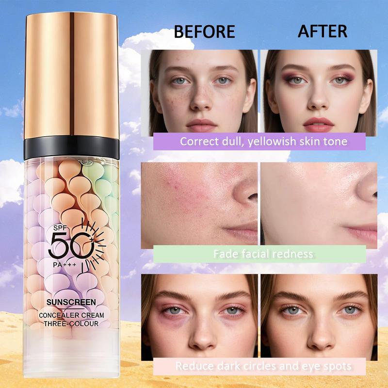 3 In 1 Primer for Face Before Makeup, Sunscreen Isolation Cream, SPF 50, One Step Color Corrector Face Primer, Oil Control & Moisturizing Skin Tone Correcting, Tinted Moisturizer with Spf