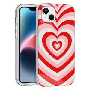 Apple iPhone 14 Plus (6.7) / Apple iPhone 15 Plus (6.7) - Slim Full-Body Stylish Protective Case - Red Heart Design