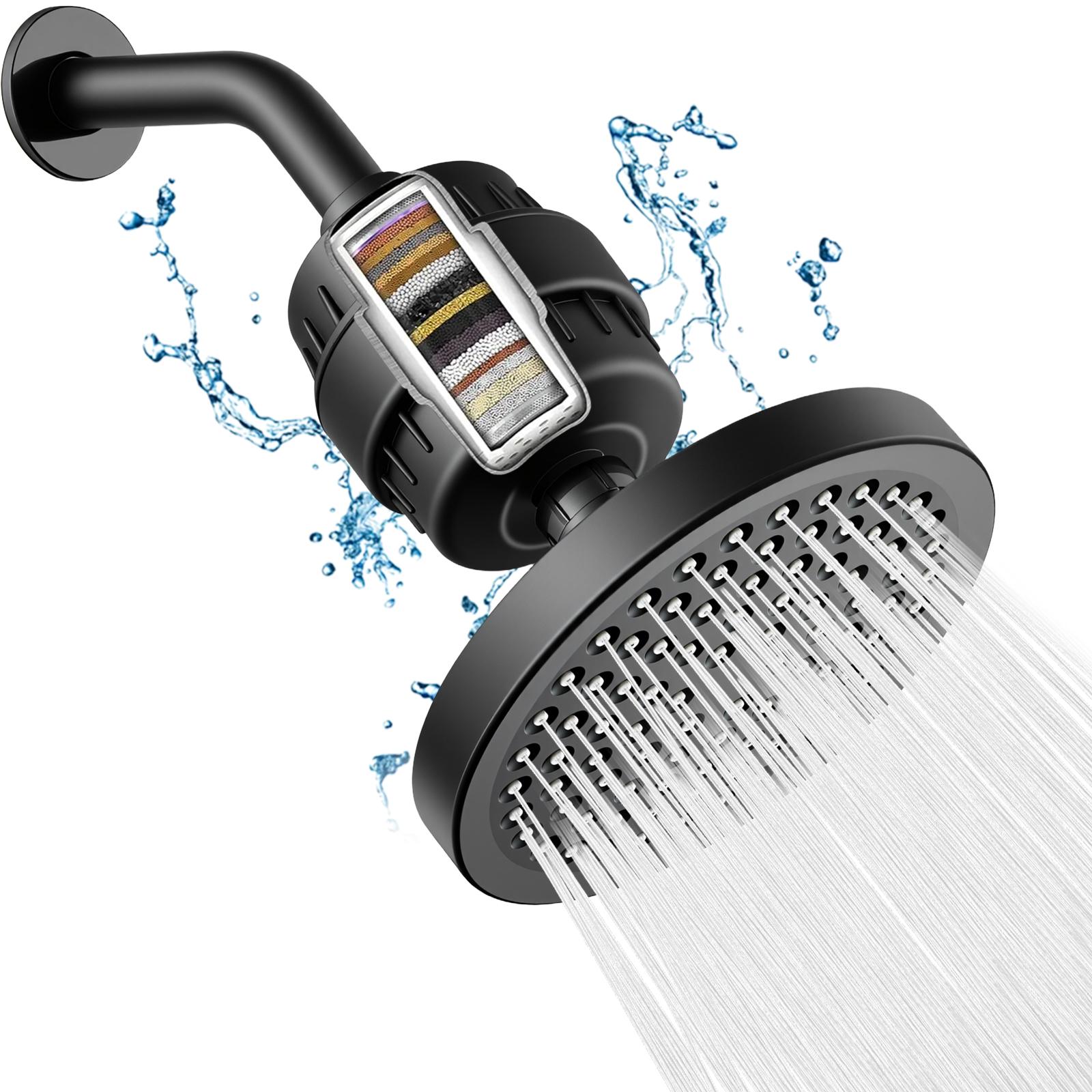 Filtered Shower Head Set 20 Stage Shower Filter - Reduces Chlorine And Heavy MetalsHigh Pressure Showerhead Filter With 6" Round, Luxury Polished Chrome
