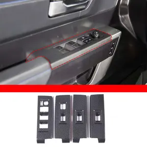4-Piece ABS Car Power Window Switch Trim (Carbon Fiber Pattern) - Fits Toyota Tundra/Sequoia 2022+ Models