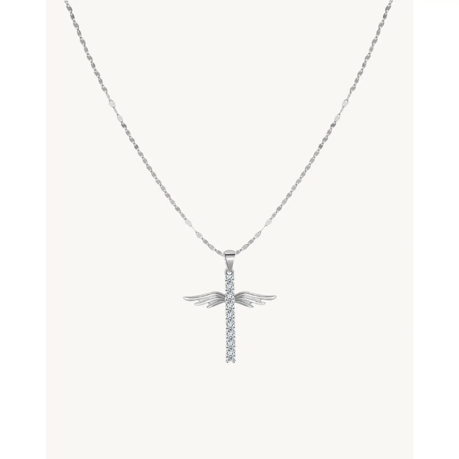 AVELI 18K Gold Plated Guardian Angel Wings Cross Necklace - Elegant Jewelry for Women with Lab Created Diamonds Cross Pendant and Adjustable Layering Chain 18", 19" and 20"