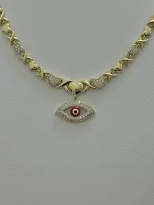 Yarigaby Jewelry CHOKER DE OJO ROJO 50 CM Gold Plated Evil Eye Pendant Necklace for Women