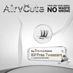 AIRYCUTE Precision Grip Anti-Stick Lash Tweezers for Cluster Lashes – Straight & Curved Eyelash Applicator for Beginners, Artists & Beauty Lovers