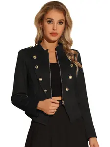 INSPIRE CHIC Steampunk Jacket for Women's Vintage Button Decor Party Gothic Jackets