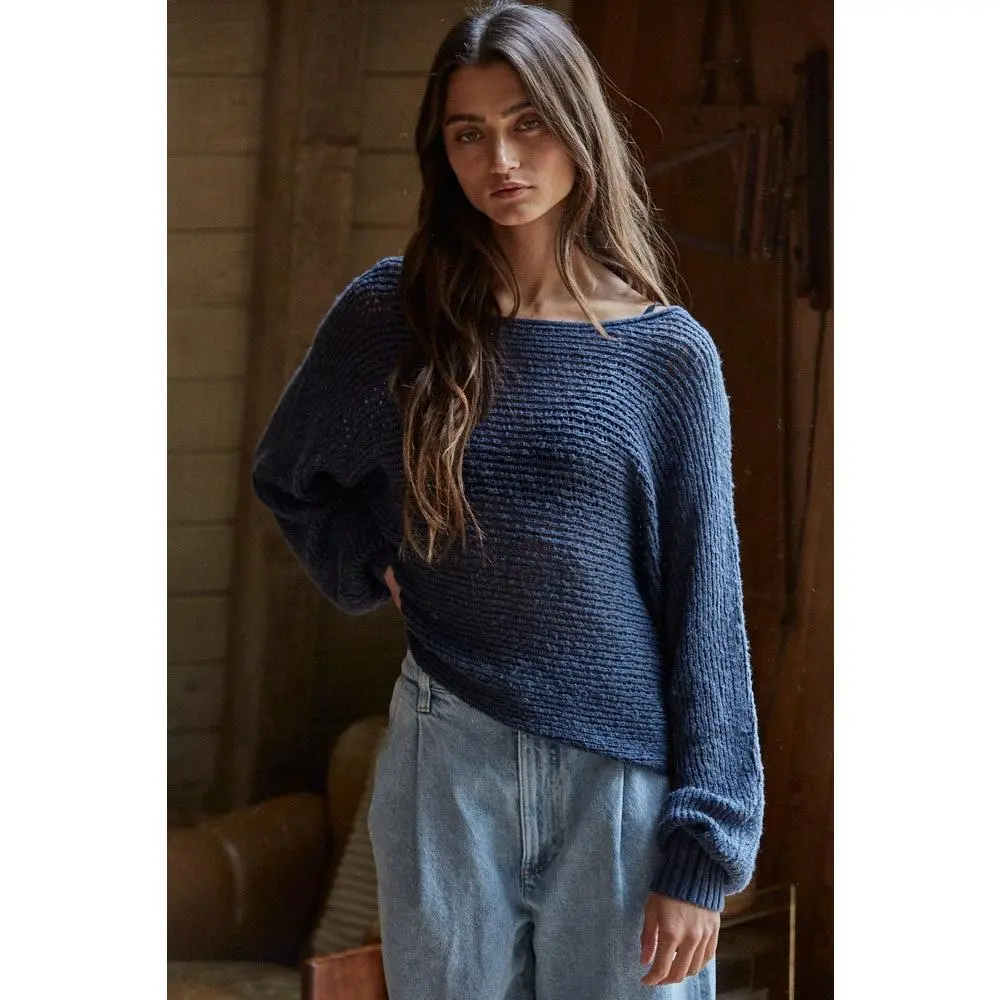 Open Weave Crochet Pullover Sweater, Lightweight Solid Top with a Round Neck and Voluminous Bishop Sleeves, Women, Casual Wear, Plain, Top Model, Crochet Knit, Pull On, Knitwear, Lady, Baggy