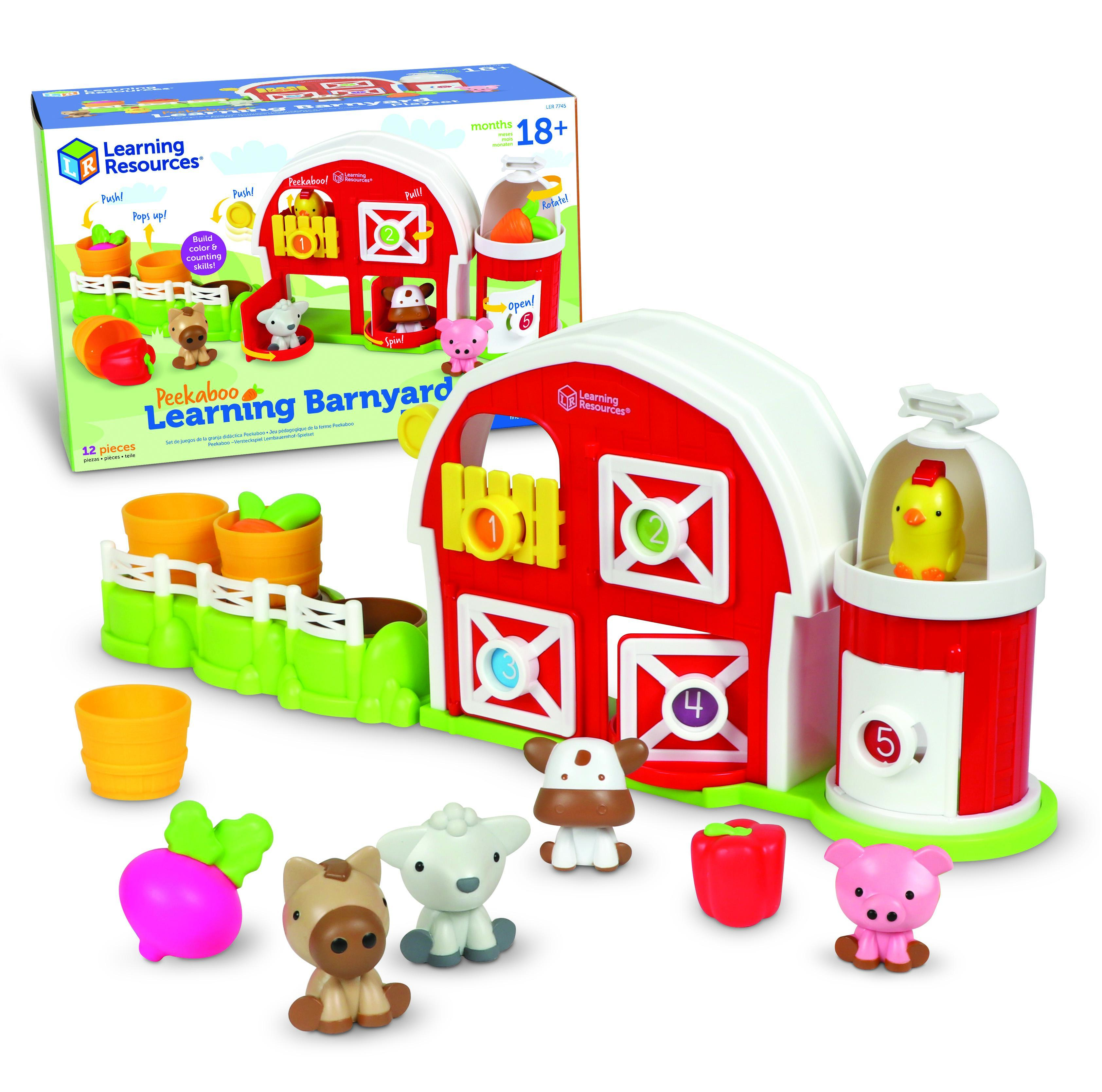 Learning Resources Peekaboo Learning Barnyard Playset - Farm Animal Toys, Montessori Toddler Toys, Imaginative and Fine Motor Skills, Counting Skills for Kids