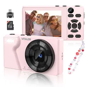 Dual-camera fully automatic digital camera 64MP, built-in beauty filter, 4K retro CCD card camera, 18x, 2000 mAh, free 32GB TF card, OTG