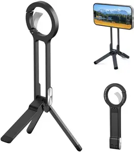 Magnetic Foldable Phone Tripod, Portable Adjustable Stand for iPhone MagSafe, Desk Travel Selfie Live Stream Holder