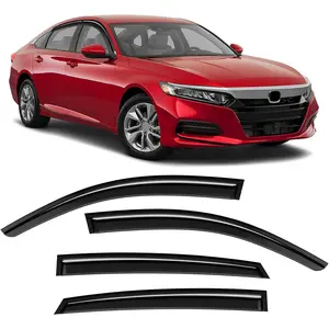 Tape-On Rain Guards Compatible with Honda Accord 2018-2022 Black Extra Durable Shatterproof Side Window Deflectors, Vent Window Visors, Wind Deflectors - 4 PCS