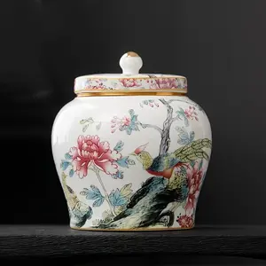 1pc Floral Ceramic Sealed Jar, Food-Safe Storage for Tea, Coffee, Nuts - Elegant Home Decor Accessory, Ideal Gift