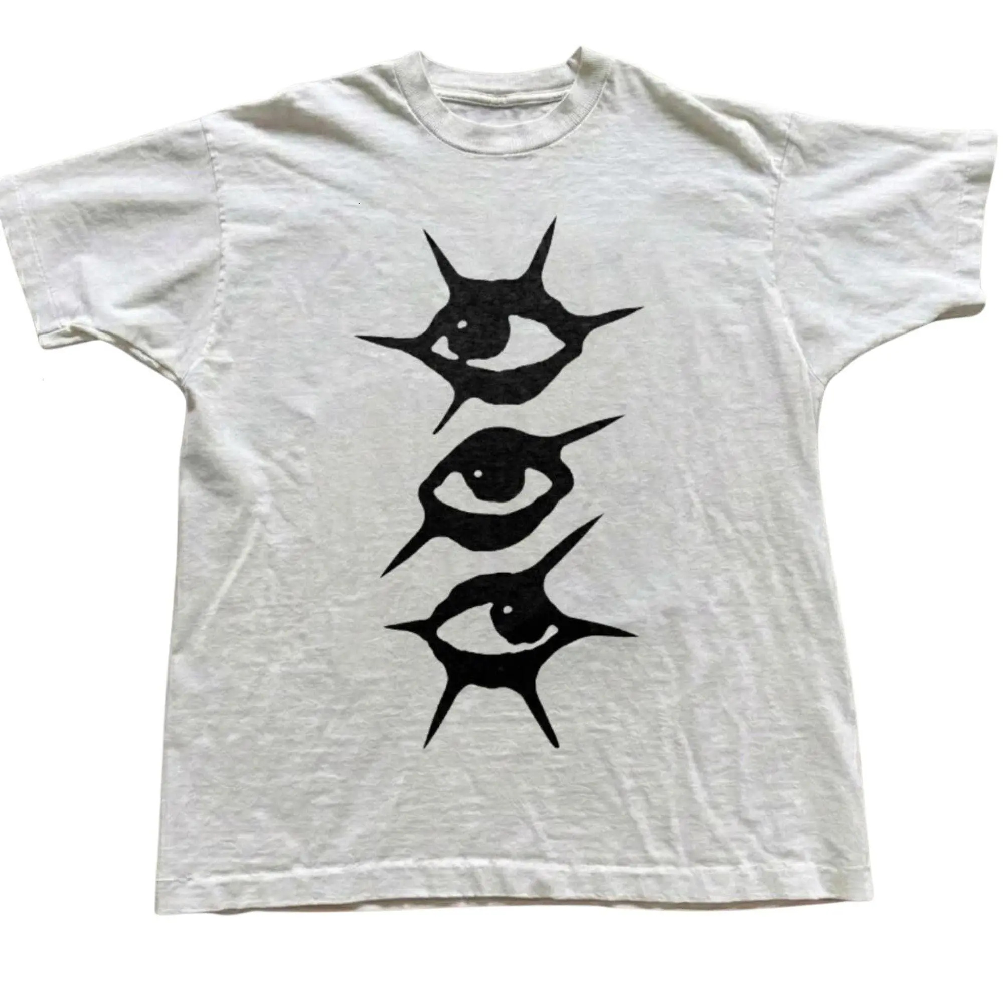 Eyes Surreal Triple Tee - Abstract Print White Shirt